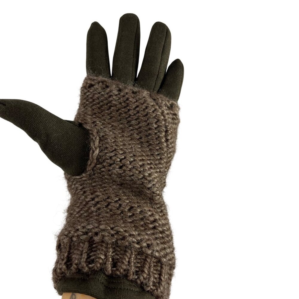 Brown Fitted Gloves With Knitted Crochet Soft Liner Functional & Stylish Designe - Picture 7 of 14
